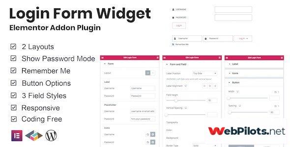 login form widget elementor addon plugin v1 0 1 5f784636346cb