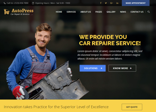 AutoPress Car Repair Services WordPress Theme