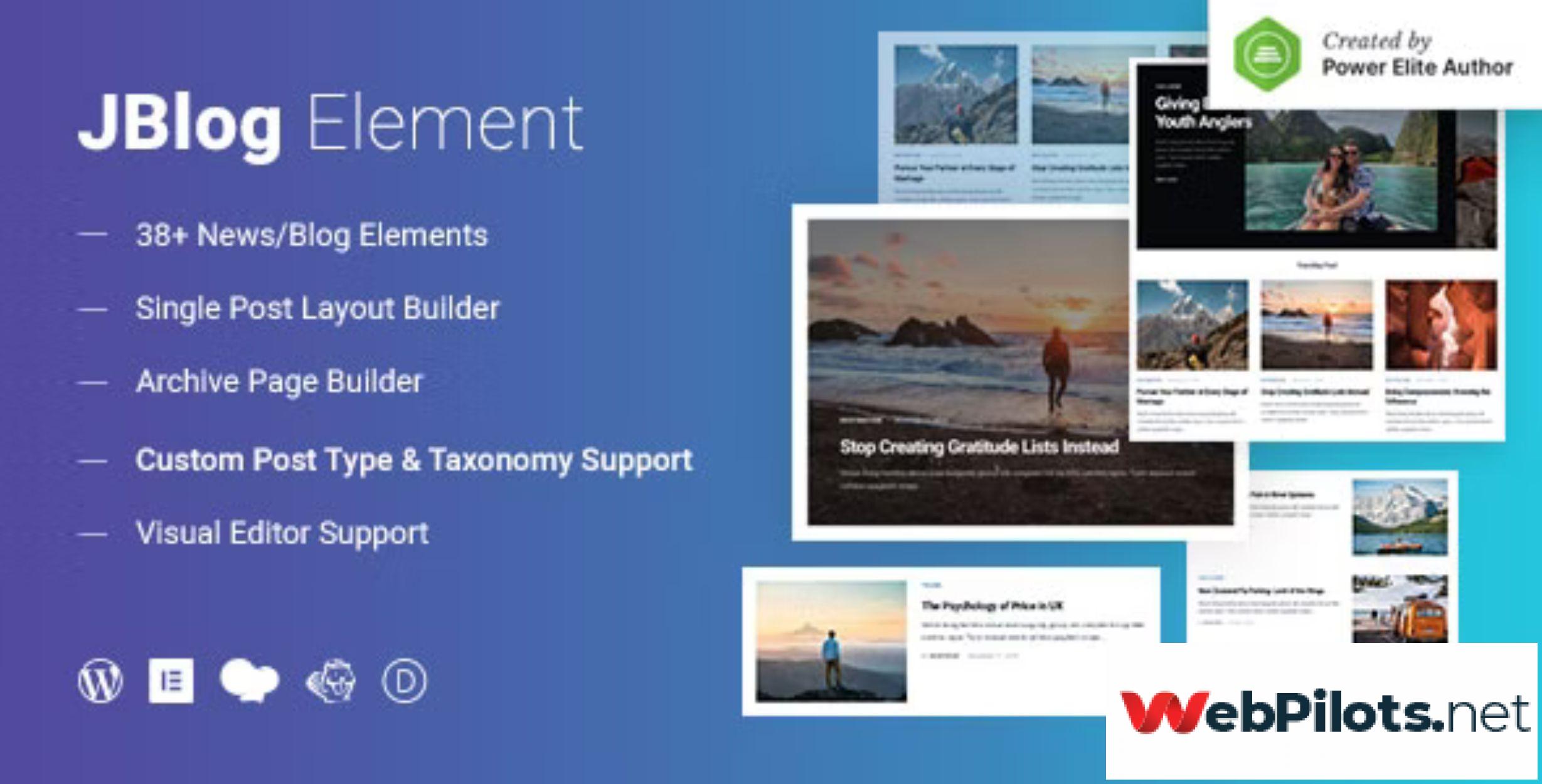 JBlog Elements Magazine Blog Add Ons for Elementor WPBakery Page Builder